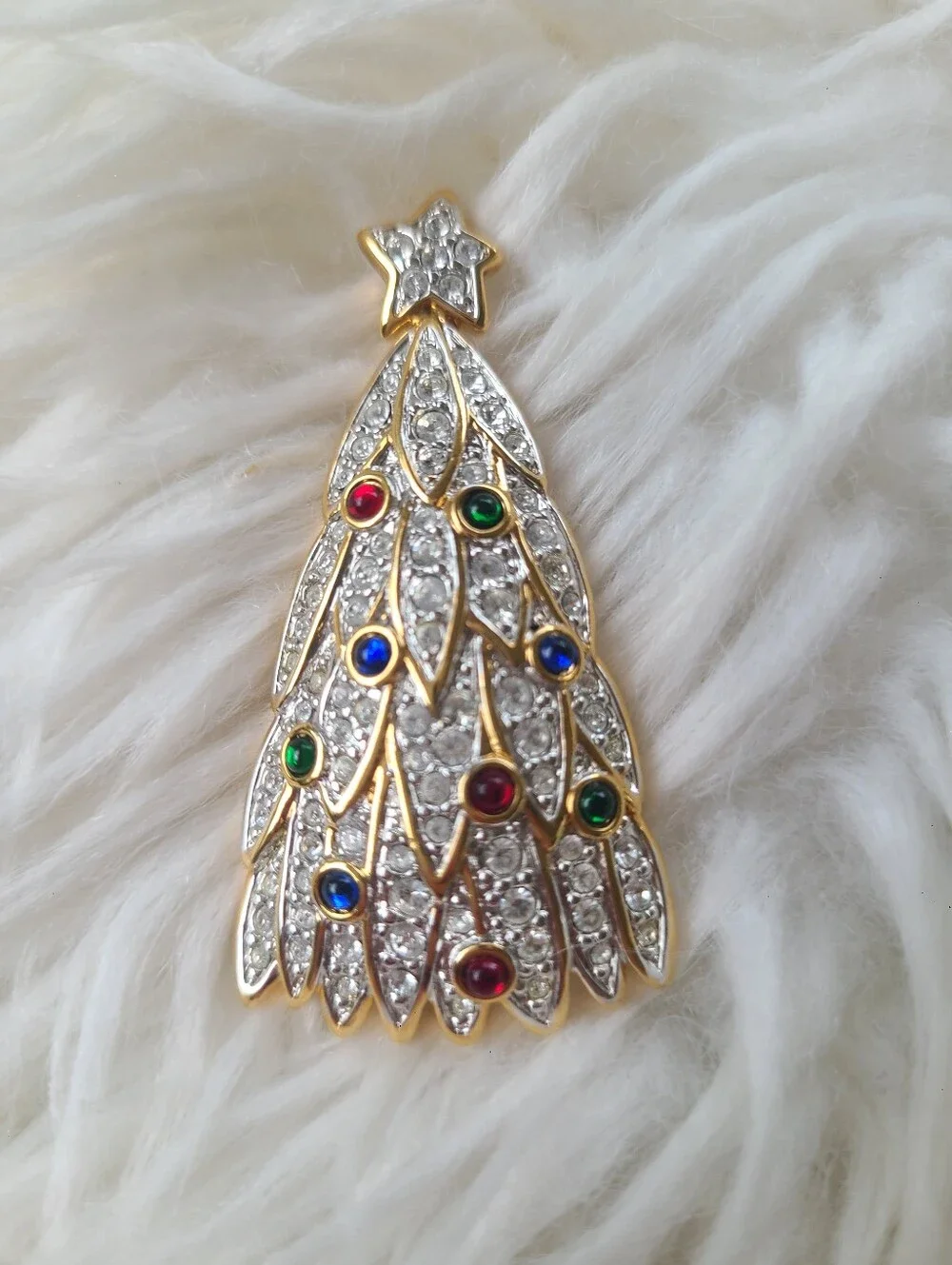 Swarovski Gold-Tone Crystal Christmas Tree Brooch- Excellent Condition